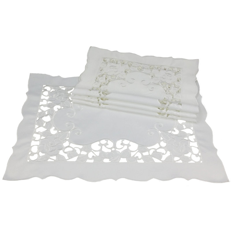 White Rose Embroidered Cutwork Placemat