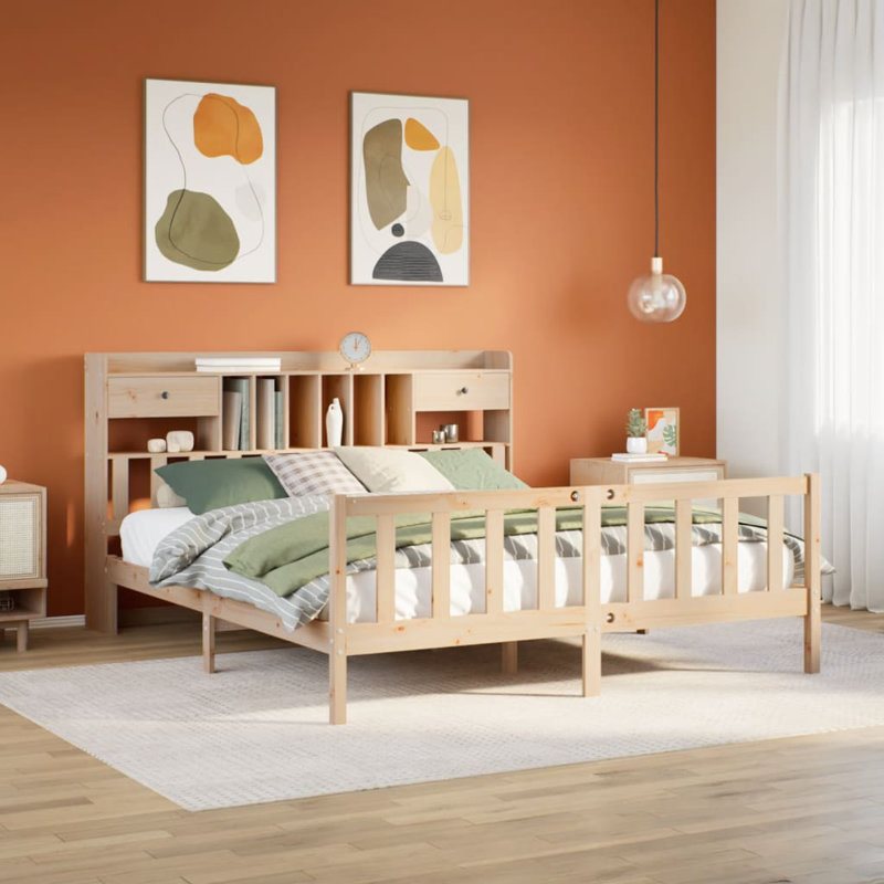 Solid Wood Storage Bed, Brown