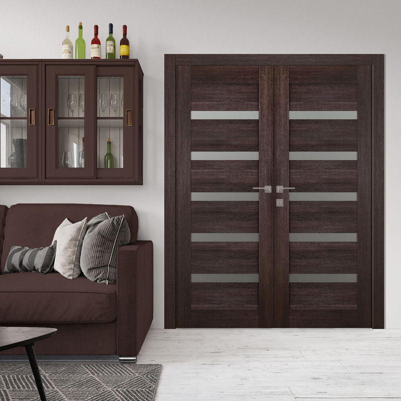 Porte française Avon 07-04 Active Vetro, Chêne, Réversible, 63,5 po x 95,24 po