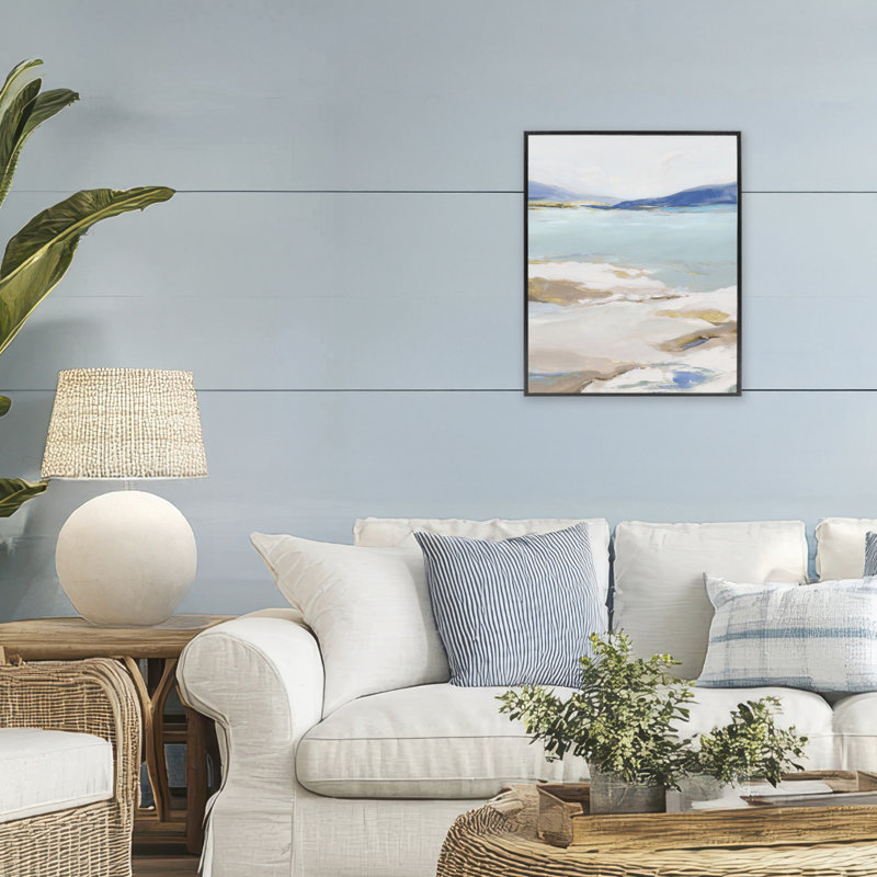 Giclée encadrée Peaceful Cerulean Vista, design par Ian C., H 20 po x l 16 po, Giclée encadrée noir minuit