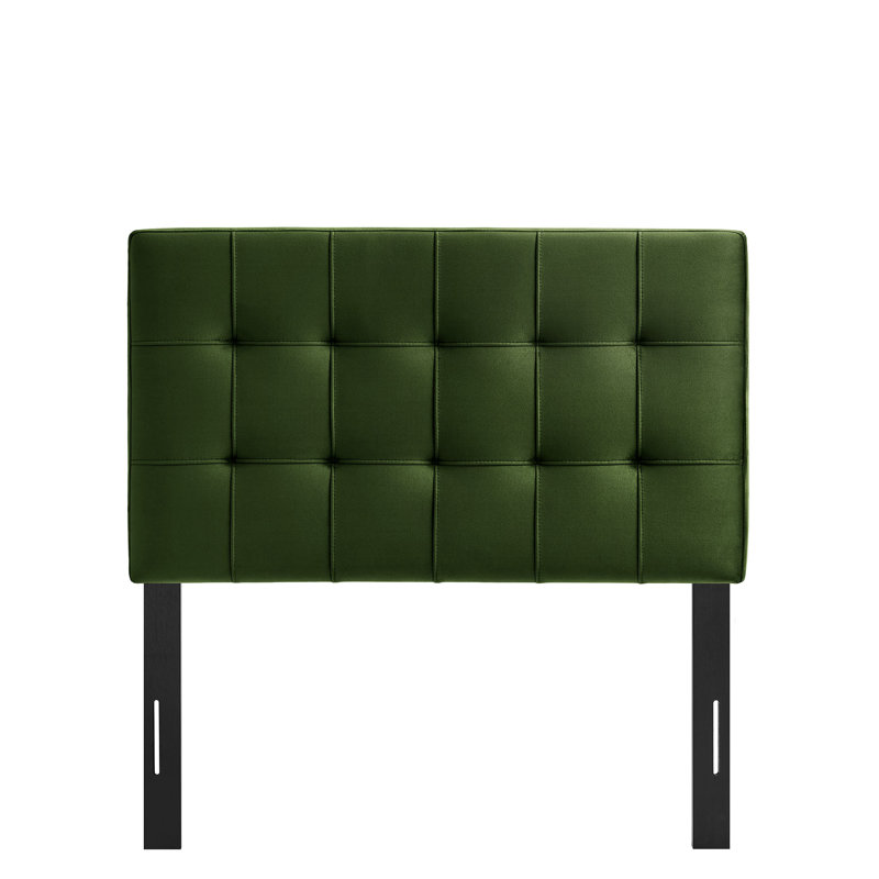 Tête de lit simple en velours résistant aux taches Peyton, Vert mousse, Lit simple
