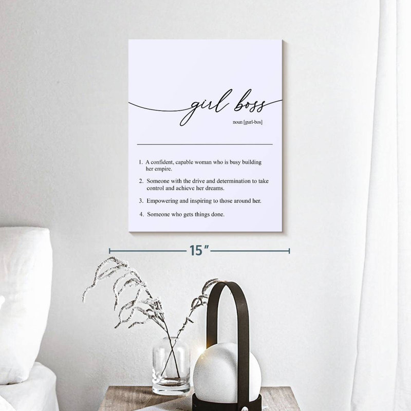 «Girl Boss Définition» sur toile, H 15 po x l 12 po x P 1,25 po