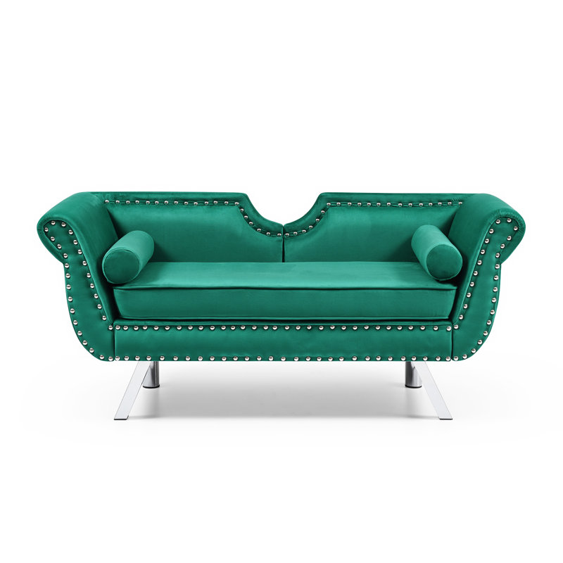 Egarr 61" Velvet Flared Arm Loveseat, Green