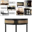 Console 32 po Boho Chic demi-lune avec portes coulissantes en rotin