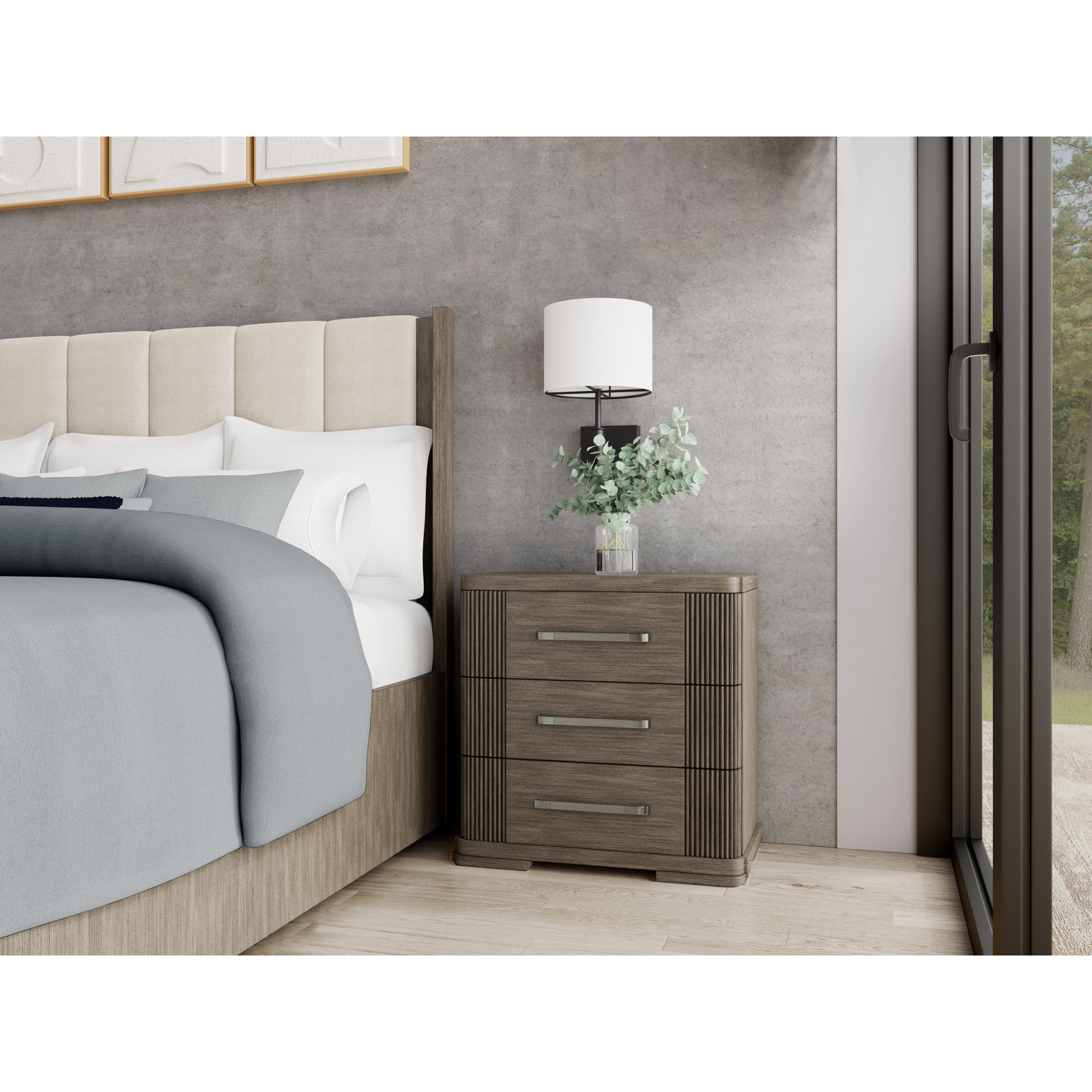 3-Drawer Distressed Nightstand