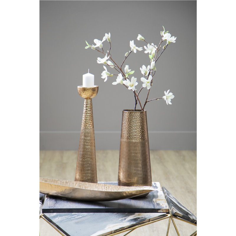 Beck Aluminum Table Vase, Gold, 44cm H x 18cm W x 18cm D