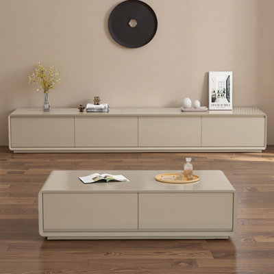 Modern Solid Wood TV Stand & Coffee Table Set
