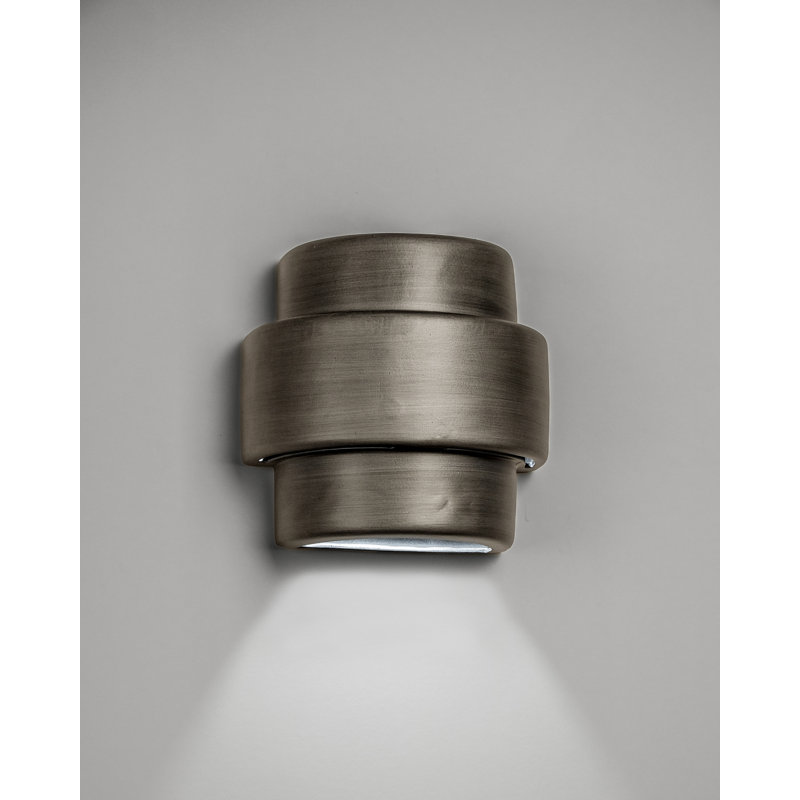 Chiyeko Ceramic Wall Light, LED Bulb Included, 10" H x 10" W x 6" D, Rubbed Pewter