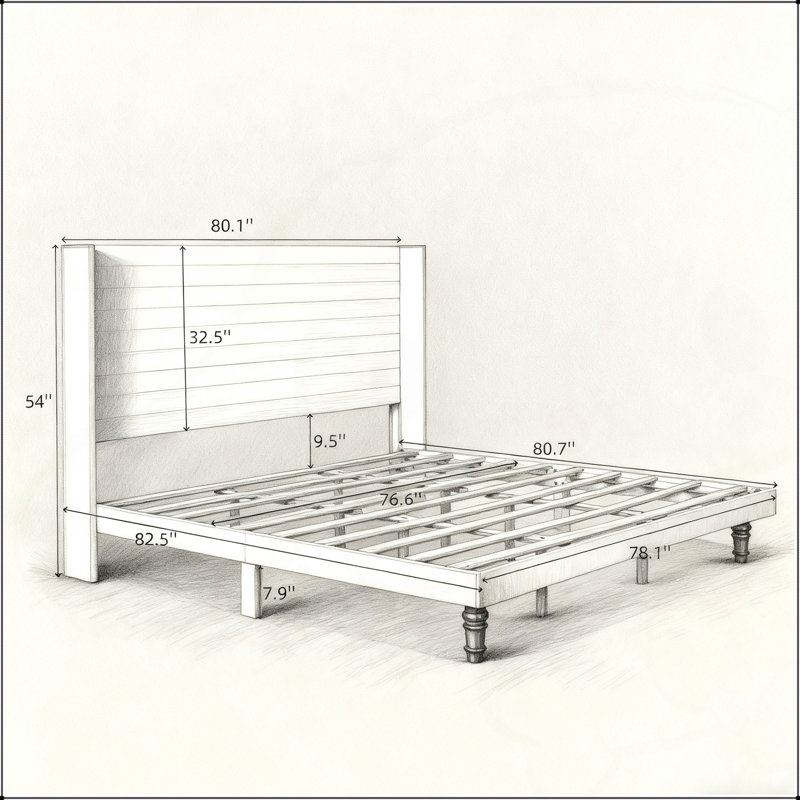 Stylish High Headboard Bed with 54 Inch Headboard, High Quality Materials, Comfortable Back Design for Reading or Relaxing, King Size