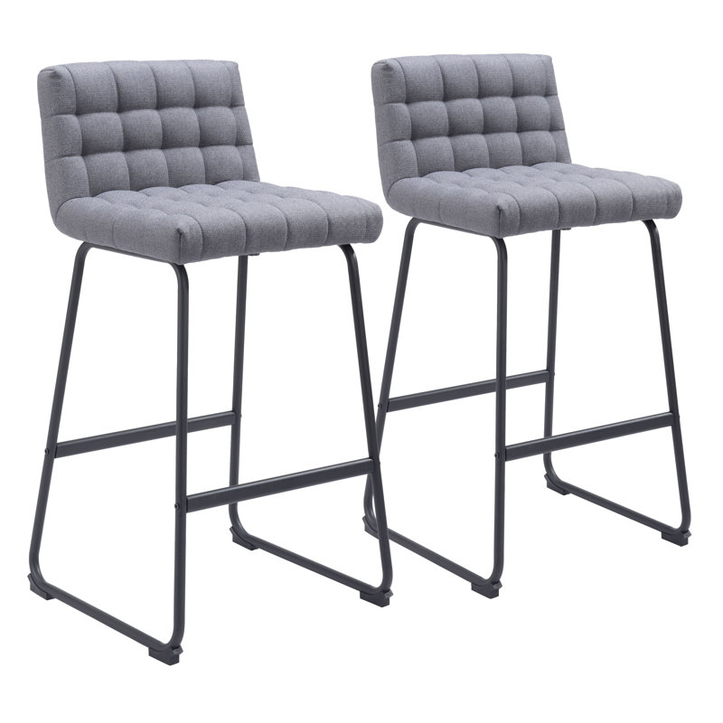 Tabouret Pago, 100% polyester - gris, Tabouret de bar (siège d'une hauteur de 29,9 po)