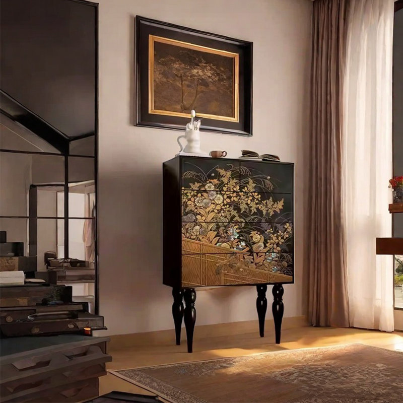 Élégante armoire de rangement en pin avec poignées en métal