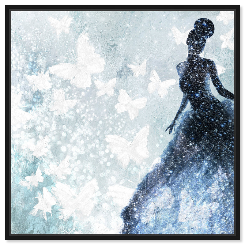 Butterfly Lady Blue - Impression sur toile, Toile avec cadre noir, H 12 po x l 12 po