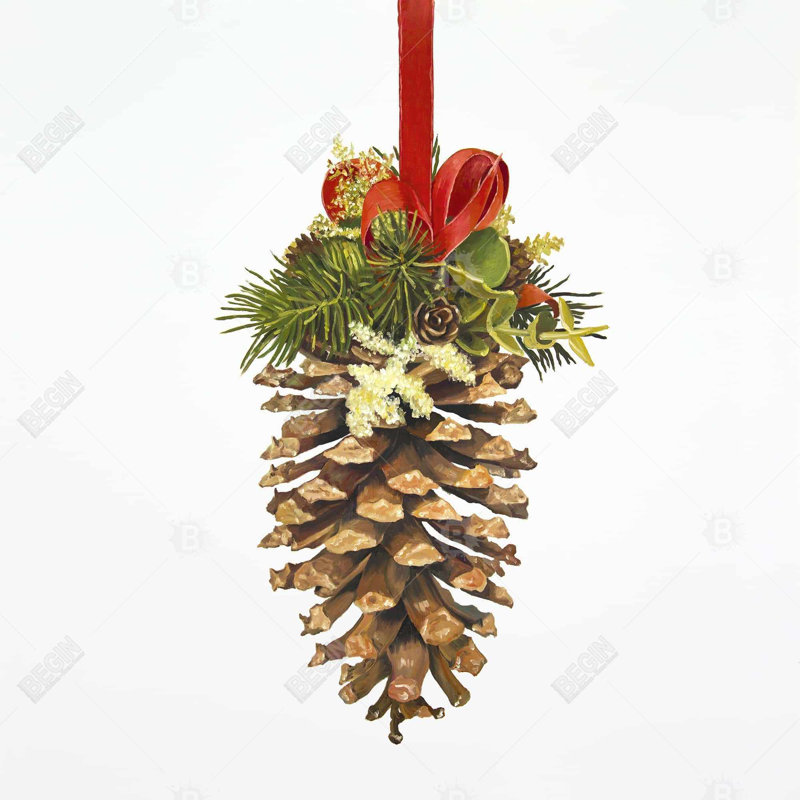 Christmas pine cone - 20"x20" Throw pillow cover - Poly twill - Print on demand