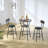 Round Bar Table And Stool Set With Shelf, Upholstered Stool With Backrest