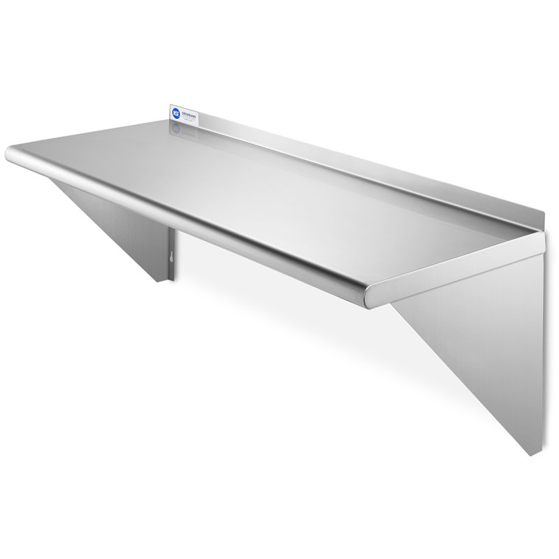Stainless Steel Wall-Mounted Shelf with Backsplash