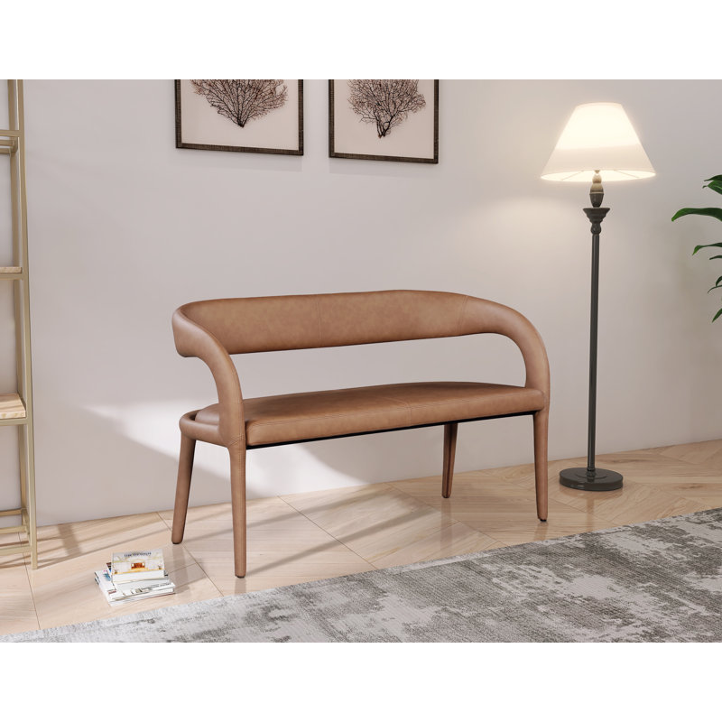 Banc en similicuir Sylvester Aurich, Cuir brun végétalien