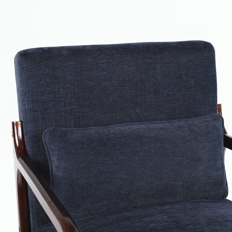 Fauteuil Mid-Century moderne, Bleu antique, Brun