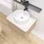 Meuble-lavabo mural en contreplaqué pré-assemblé avec plateau en pierre frittée, tiroir et lavabo rond en céramique, couleur grain de bois chêne blanc-1631610781
