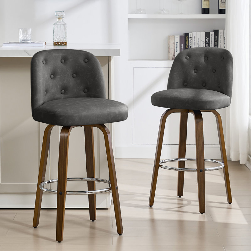 Tabouret pivotant rembourré, Gris, 3, Tabouret de bar (siège d'une hauteur de 29 po)