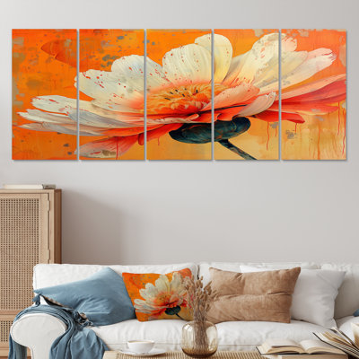 «White Orange Vibrant Burst Marigold», ensemble d'art sur toile souci