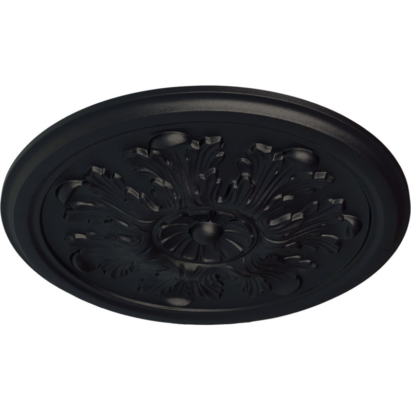 Endurathane Legacy Acanthus Ceiling Medallion, 12 3/4"OD x 7/8"P (Fits Canopies up to 3 1/2"), Hand-Painted Steel Gray Finish