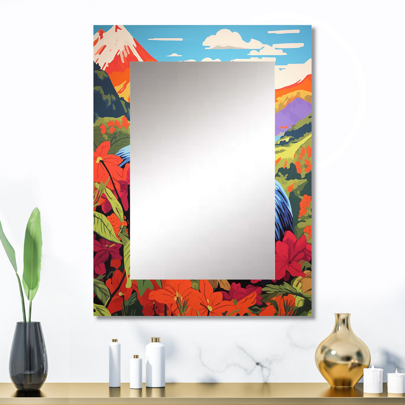 Gorille dans un paysage de montagne coloré I - décor de miroir mural unique Gorilla, 32 po x 24 po