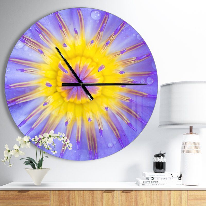 Blooming Violet Lotus Close up - Modern wall clock, Medium
