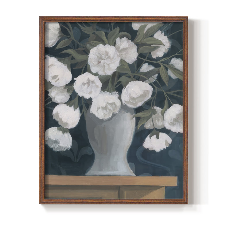 Snowball Posies I, reproduction encadrée - bois massif, H 11 po x l 9 po, Noyer
