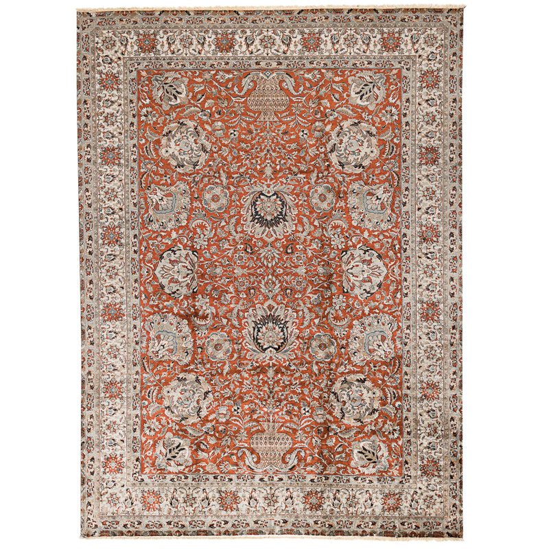 Hand Knotted Wool Area Rug in Red