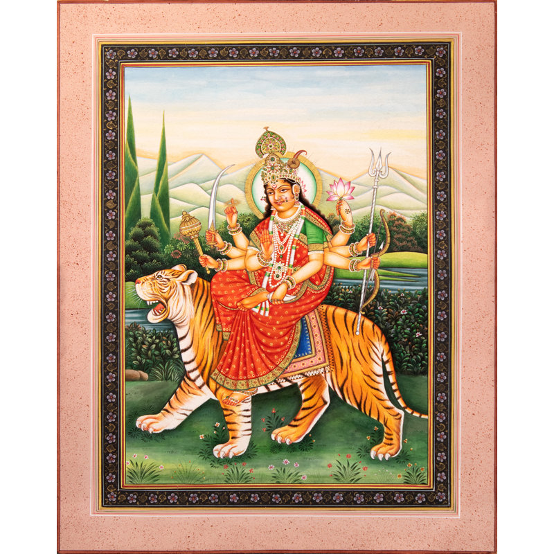 Ashta-Bhuja-Dhari Durga | Aquarelle sur papier