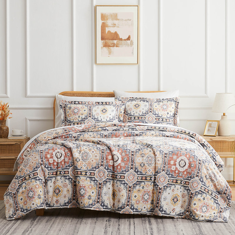 Ensemble de housse de couette surdimensionné Kilim, Housse de couette simple + 1 taie décorative stan, Bleu marine / Ivoire