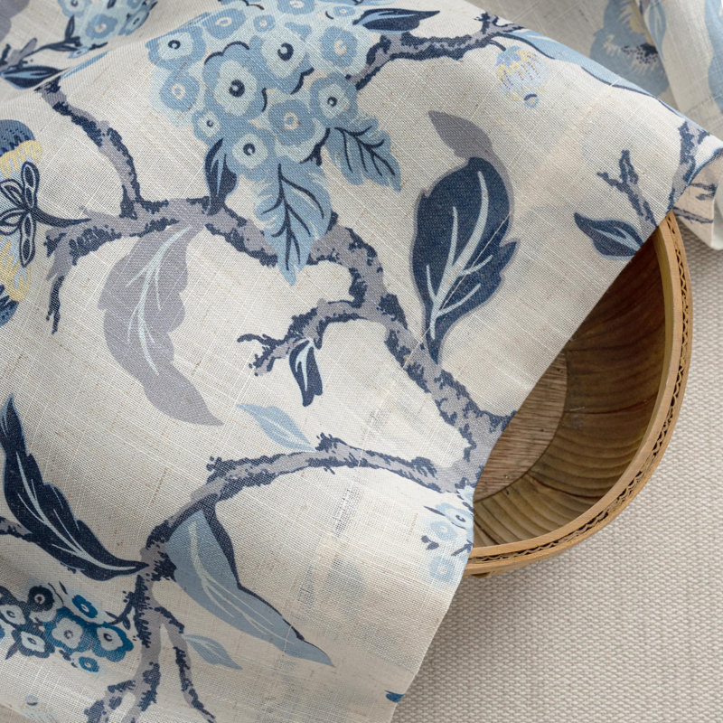 Pochette de cantonnière Ada Botanical, L 52 po x L 18 po, Lin marine