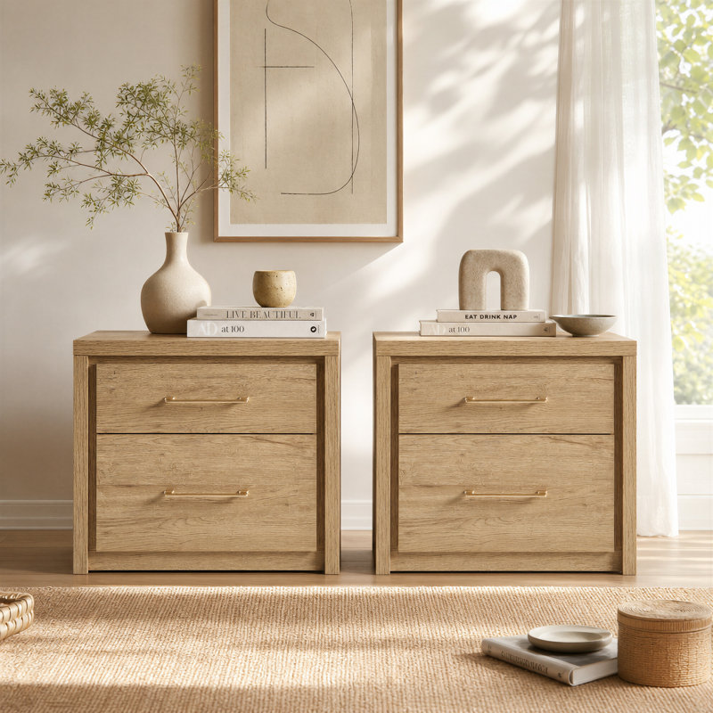 68.6cm W Bedside Table, Set of 2, Sand Oak