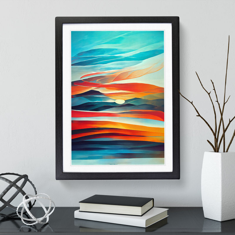 XV1022-4301X Sunset In Abstract No.3 - Single Picture Frame Print, Black Framed, 64cm H x 46cm W