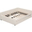 Élégant lit plateforme tapissier beige avec lit gigogne en bois, sans sommier pour lit double pleine grandeur-553154168