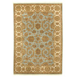 Hand Knotted Wool Oriental Area Rug in Light Blue And Ivory