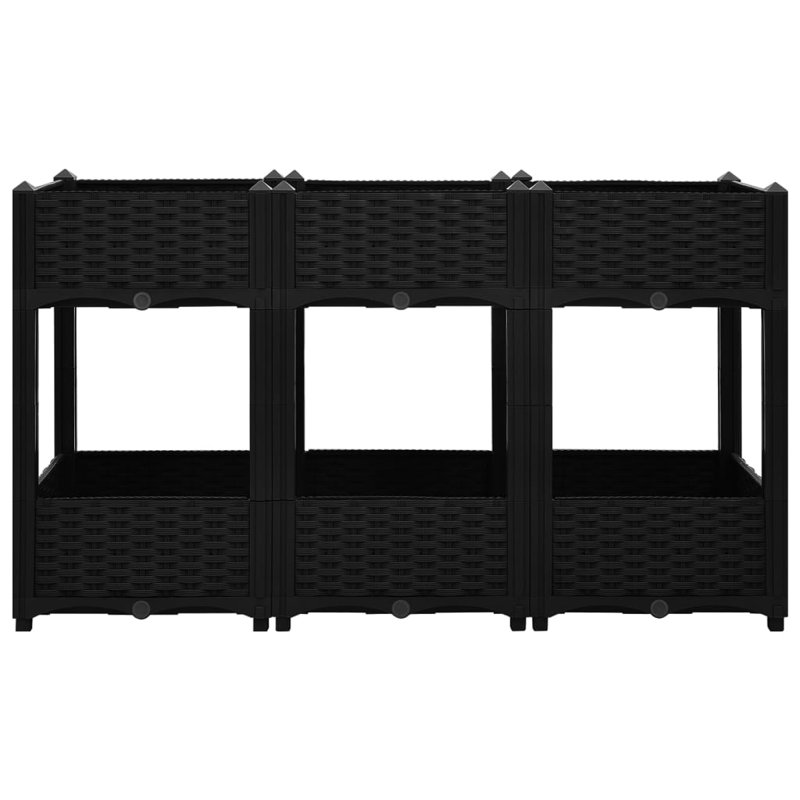 Thallon Planter Raised Flower Bed with Rattan Look Plant Box Polypropylene