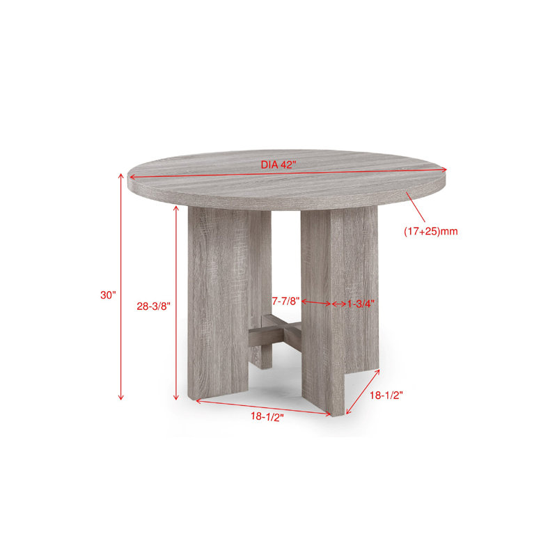 5 pièces ensemble de salle à manger table ronde chaises rembourrées meubles de salle à manger en bois finition bois de grève beige