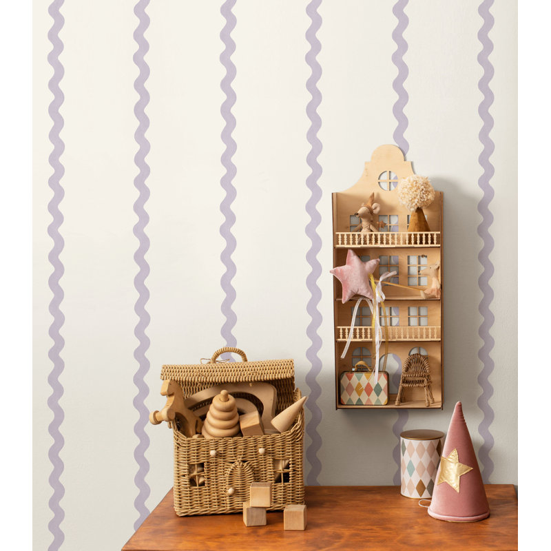 Papier peint texturé non tissé lilas, Crème / mauve