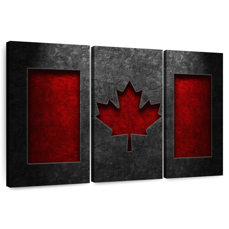 Borges Canadian Flag Stone Texture, 28" H x 45" W