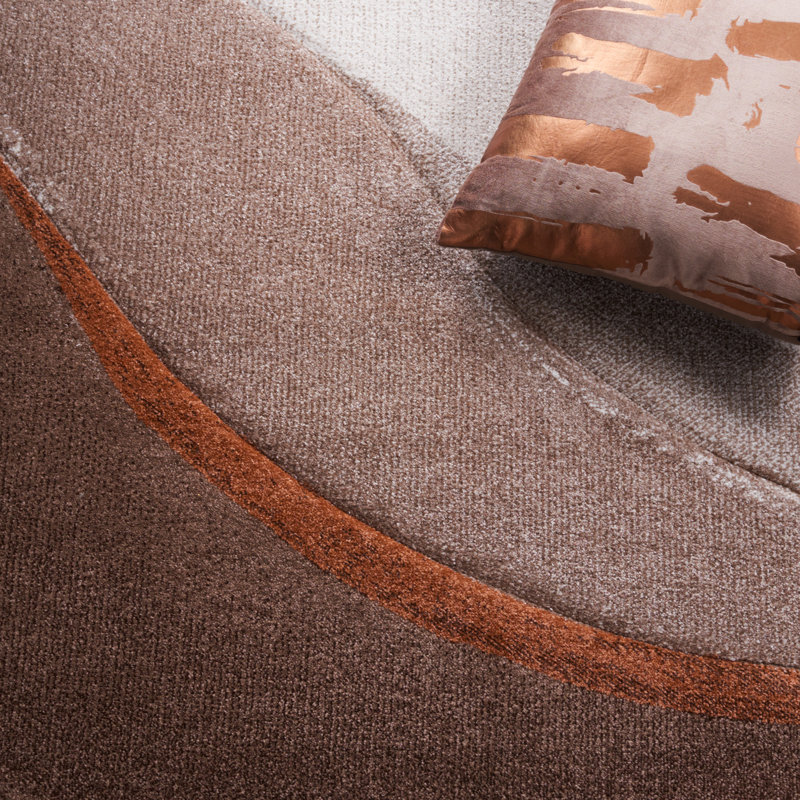 Tapis beige / brun à motif abstrait Ducor, Rond 3 pi