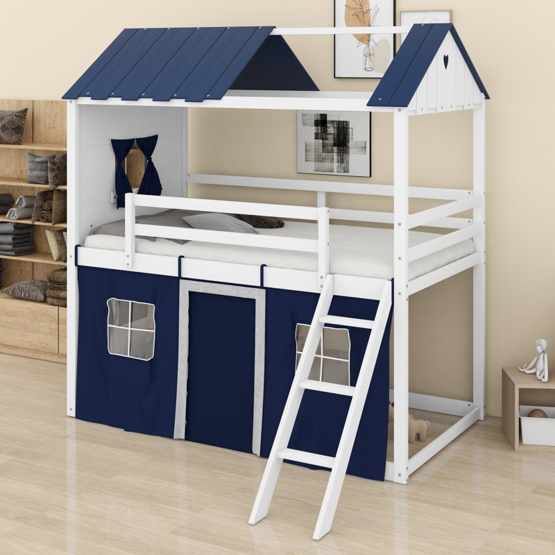 Lit superposé House avec fenêtres élégantes, rebords et tente