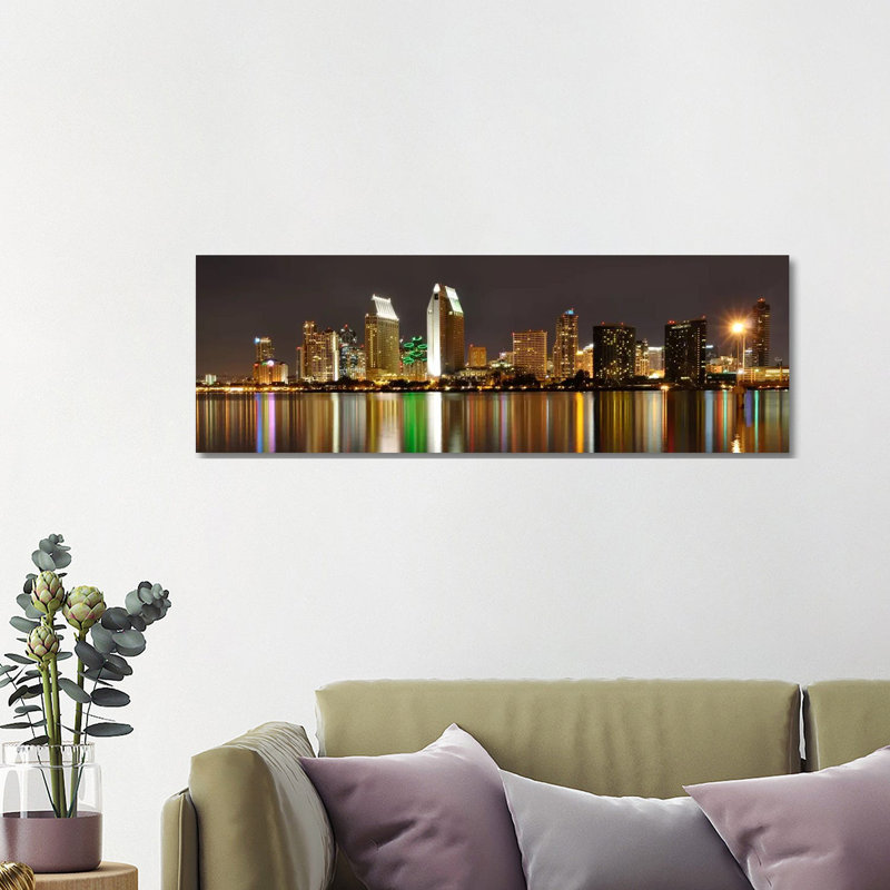 San Diego Skyline Cityscape (Night) - Wrapped Canvas Panoramic Print, 121.92 cm H x 40.64 cm W x 1.91 cm D