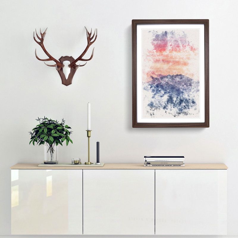 Swiss Mountain - Picture Frame Graphic Art, Walnut Framed, 33cm H x 24cm W x 2cm D