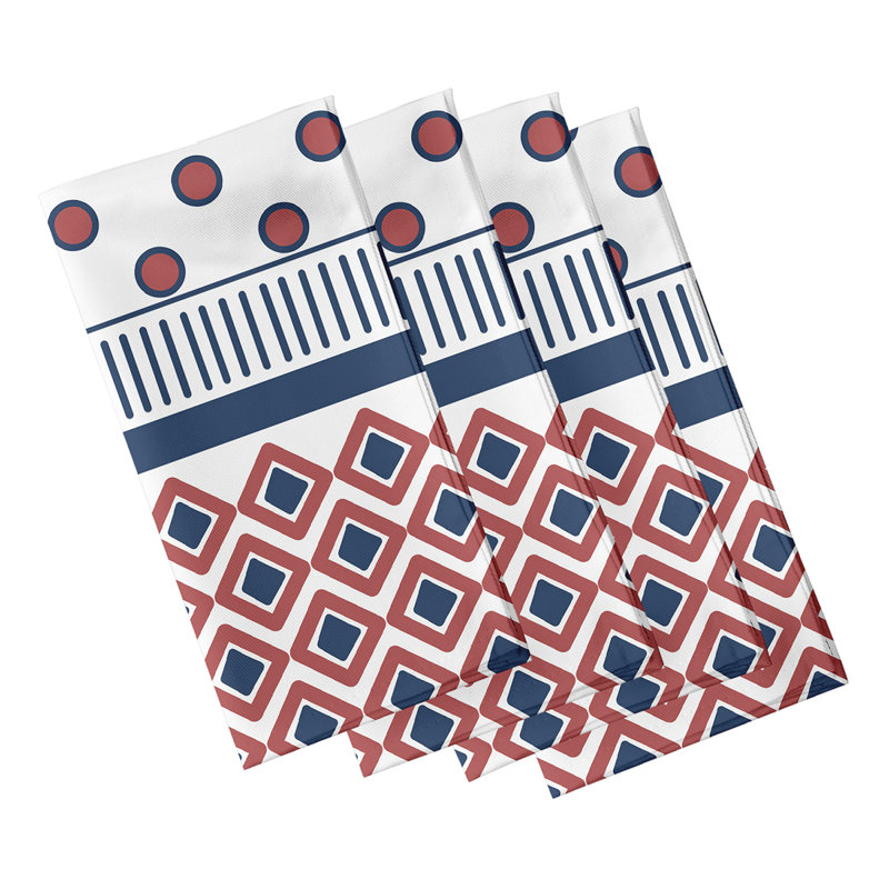 Ferrier Polyester Geometric Square Napkin, Orange