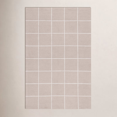 Martha Stewart 300 Hand Tufted Wool/Cotton with Latex Geometric Rug in Beige/Ivory