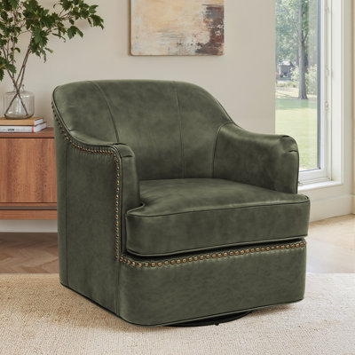 Fauteuil demi-tonneau pivotant en cuir véritable Anselmo Fazio