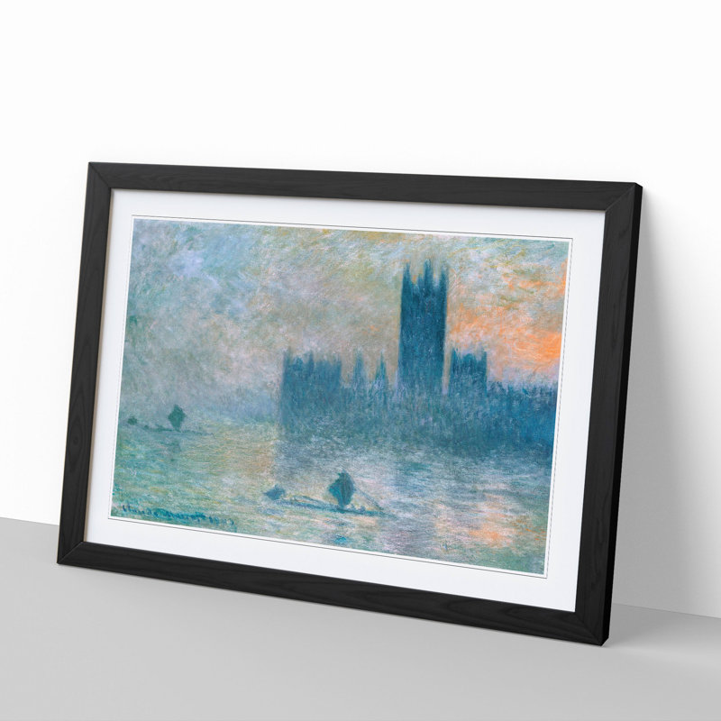 Houses of Parliament in London Vol.4 by Claude Monet - Framed Print, Black Framed, 48cm H x 65cm W x 2cm D