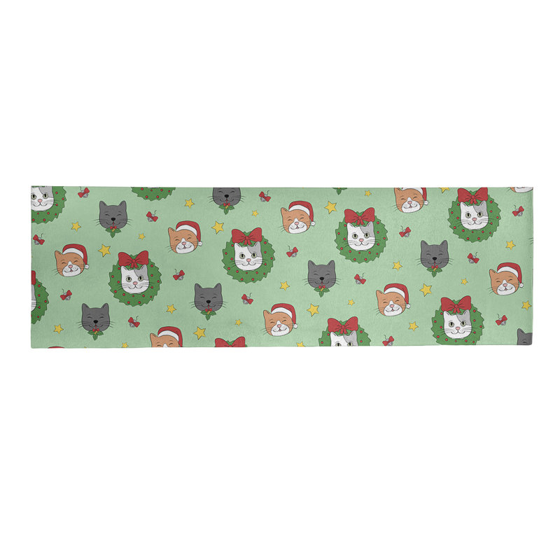 Tapis vert/rouge/gris zone fait main, Tapis de couloir 2 pi x 8 pi