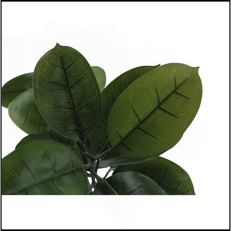 Plante artificielle, 52 po de hauteur, hévéa, intérieur, faux, faux, plancher, verdure, pot, véritable touche, décoratif, feuilles vertes, pot noir